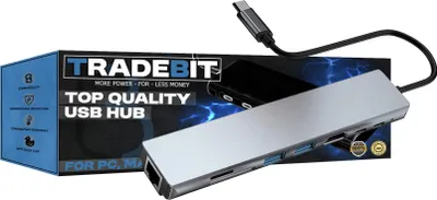 Produktbild von USB-C HUB 8in1 Adapter RJ45 100Mb/s HDMI 4k USB 3.0 für Windows/Mac/Steam
