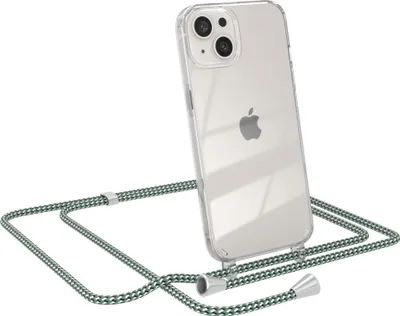 Produktbild von EAZY CASE Handykette kompatibel mit Apple iPhone 13, Handyhülle mit Umhängeband, Handykordel, Schutzhülle Clear, Band in Grün