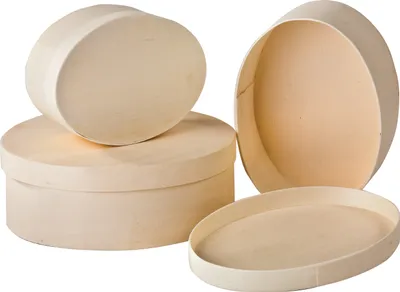 Produktbild von VBS Spanschachteln, oval, 3er-Set., 16,5x13x6cm, 15x11x5cm, 12x9x4,5cm