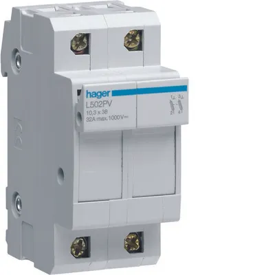 Produktbild von HAGER L502PV Sicherungselement 2P 1000V DC L38 2M (L502PV)