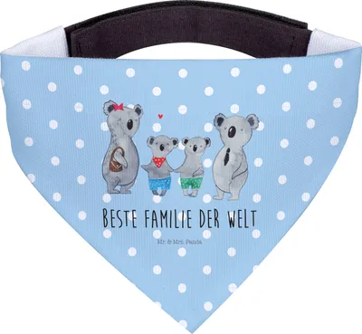 Produktbild von Mr. & Mrs. Panda Halstuch Für Hunde Koala Familie zwei - Blau Pastell - Geschenk, Koalabär, Hund, Hunde-Halstuch, Tuch, Muttertag, Zusammen