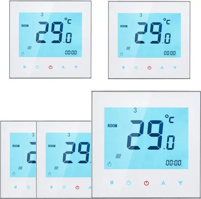 A collage of digital thermostats displaying room temperature.