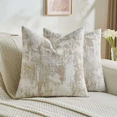 Produktbild von 2er Set Kissenbezüge 40x40 cm kuschelweich Braun Weiß mit Verstecktem Reißverschluss