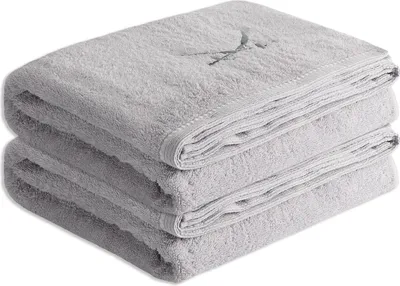 Produktbild von Sansibar Sylt Badetuch Saunatuch 2er Set Frottier-Serie „Classic“, silber, hochwertig gesticktes Sansibar Säbel-Logo, hautfreundlich