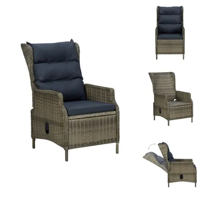 Immagine prodotto di vidaXL Poltrona da giardino regolabile con cuscini in rattan marrone - Sedie da giardino