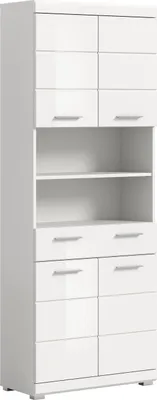 Produktbild von Scout Hochschrank Bad 4 Türen, 1 Schublade, 2 Regale Weiß hochglanz, weiß.