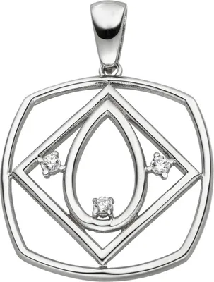 Produktbild von Anhänger aus 925 Silber mit 3 Zirkonia weiß Halsschmuck rhodiniert
