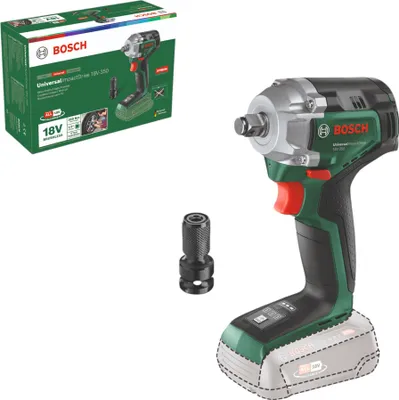 A Bosch cordless impact driver and its packaging are shown against a white background.