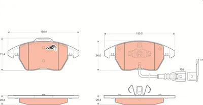 Zdjęcie produktu dla Klocki Hamulcowe Vw Przód Cc/Eos/Golf/Jetta/Passat/Polo 03- Klocek Zew 156Mm!!!! Z Czujnikiem