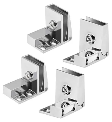 Produktbild von Glas-Scharnier für Schrank und Tür - Zinklegierung, 1 Paar für 3-5 mm Glas