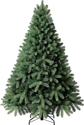 Produktbild von Dehner Künstlicher Weihnachtsbaum Fichte Stellan, mit 220 LEDs, warmweiß, Höhe 180 cm, Ø 127 cm, Kunststoff/Metall, grün