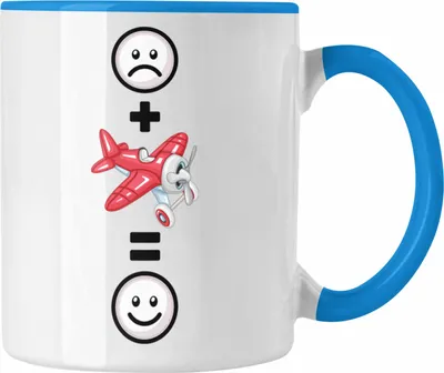 Produktbild von Trendation - Kunstflugzeug Tasse Geschenk für Kunstflieger Geburtstag Lustige Geschenkidee :( + Kunstflieger = :) (Blau)