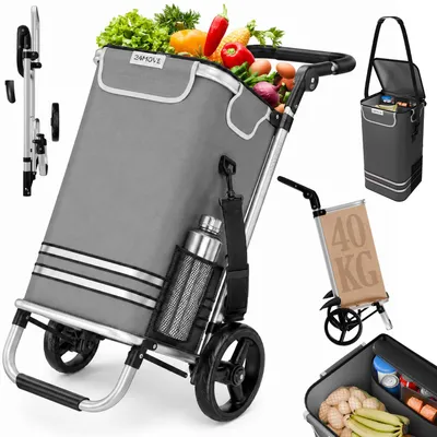 Produktbild von 24MOVE® Einkaufstrolley VEHLO 3in1 Trolley faltbarer Einkaufswagen mit Kühlfach, grau