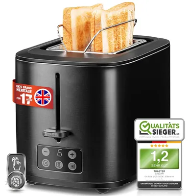 2-Scheiben-Toaster mit Touchscreen, 6 Bräunungsstufen, 980 W, schwarz matt