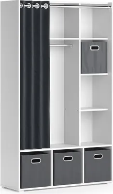 Produktbild von Kleiderschrank Vicco Luigi Weiß 38 x 178.1 cm Mit Faltboxen (grau), Model 40723