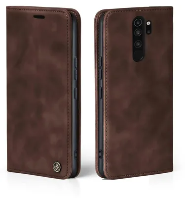 Produktbild von Handy Hülle für Xiaomi Redmi Note 8 Pro Klapphülle Bookcase Flip Cover Handy Tasche Etui Farbe: Dunkelbraun