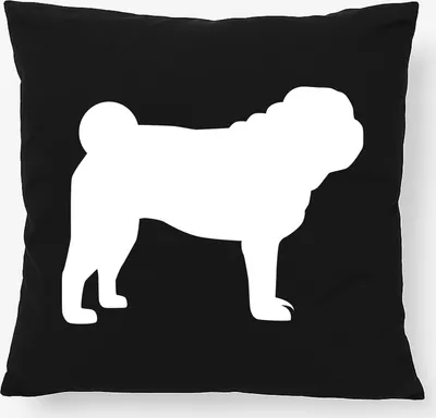 Produktbild von Huuraa Kissen Mops Silhouette 40x40cm mit Füllung Black Baumwolle Dekokissen Geschenkidee