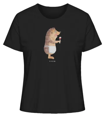 Produktbild von Mr. & Mrs. Panda Oberteil Damen Igel Wein Größe XL - Schwarz - Geschenk, Weinglas, Weißwein, Kurzarmshirt, Spruch, Rotwein, Weinliebhaber, T-Shirt, shirt, Lustige Sprüche