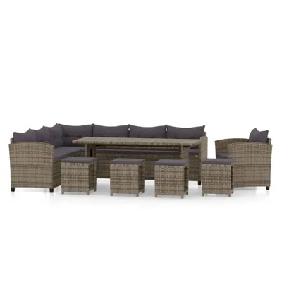 Obrázek produktu pro vidaXL 7dílná zahradní lehátková souprava s polštáři Poly Rattan Grey