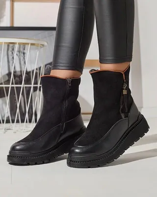 Produktbild von Schwarze Damenstiefel mit flachem Absatz Mefina- Footwear, Größe 37