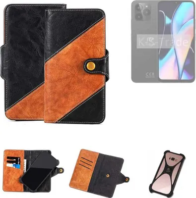 Produktbild von K-S-Trade Handyhülle Schutzhülle Bookstyle Case Wallet-Case kompatibel mit MyPhone N23 5G Handy Cover Bumper Klapphülle schwarz hellbraun 1x