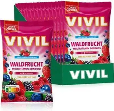 Produktbild von VIVIL Waldfrucht Multivitaminbonbons ohne Zucker | 15 Beutel