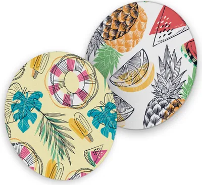 Produktbild von itenga 40x Bierdeckel rund Retro Sommer Früchte Untersetzer 10,7cm