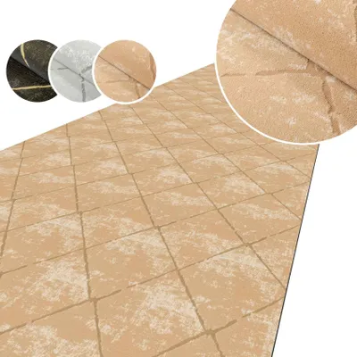 Produktbild von Küchenläufer AYDI Teppichläufer Premium Läufer Textil Karo Beige 120x300cm