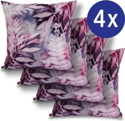 Obrázok produktu pre 4 x ružové dekoratívne vankúše Jungle, 50 x 50 cm