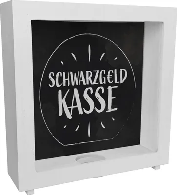 Produktbild von Rahmen Spardose aus Holz für Taschengeld mit lustigem Spruch - Schwarzgeld Kasse
