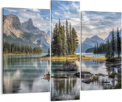 Produktbild von Bild auf Leinwand - Leinwandbild - 3 Teile - See Landschaft Natur - 95x80cm - Wand Bild - Wanddeko - Wandbilder - Leinwanddruck - Bilder - Wanddekoration - Leinwand bilder - Wandbild - CB95x80-4133