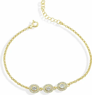 Produktbild von Dkeniz Armband 925/- Sterling Silber 18+4cm Gold Zirkonia weiß 145260014