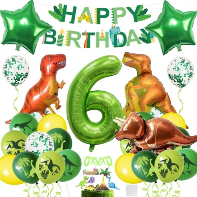 Immagine prodotto di Set di decorazioni per feste a tema dinosauri, con palloncini e ghirlanda