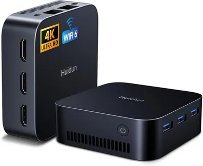 Produktbild von Huidun H20 Alder Lake N95 Mini PC (bis zu 3,4 GHz), 16GB LPDDR5 512GB SSD, Windows 11 Pro, Dual Gigabit Ethernet, 3 HDMI 4K, WiFi 6/BT5.0, Schwarz