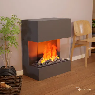 Produktbild von GLOW FIRE Elektrokamin 'Kästner' | Wasserdampf Kamin mit OMC 500 in grau | HxBxT: 89x70x45 cm