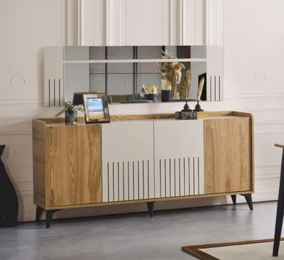 Produktbild von Esszimmer Set Sideboard mit Spiegel Modern Holz Möbel 2tlg