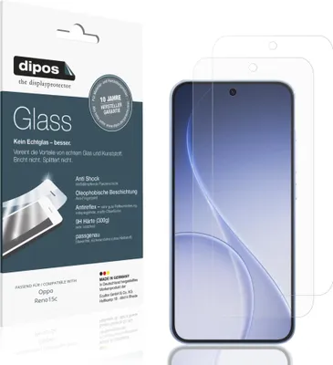 Produktbild von 2x Schutzfolie für Oppo Reno15c matt - Anti-Shock 9H Folie dipos Glass Kunststoffglas