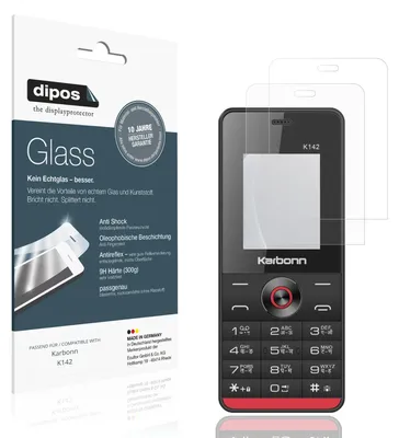 Produktbild von 2x Schutzfolie für Karbonn K142 matt - Anti-Shock 9H Folie dipos Glass Kunststoffglas
