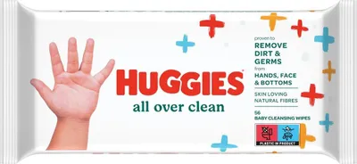 Immagine prodotto di Salviette Huggies All Over Clean - 56 pezzi - Delicate, pratiche e multifunzionali per la cura del bambino tutto il giorno