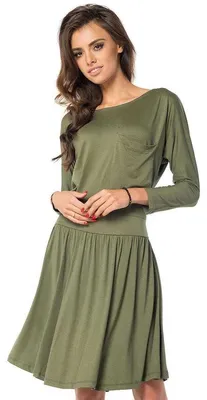 Produktbild von Damen Kleid klassisch Mini-Kleid Langarm; Khaki XL/2XL 42/44