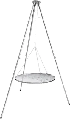 Imagen del producto de Soporte de parrilla de acero inoxidable de tres patas, modelo T-180S, con altura ajustable y patas regulables (70 cm de acero inoxidable)