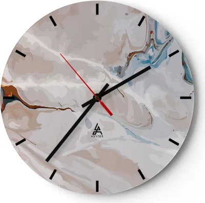 Produktbild von Wanduhr - Rund - Glasuhr - Abstraktion modern - 30x30cm - Schleichendes Uhrwerk - Lautlos - zum Aufhängen bereit - Dekoration Modern - Wanddekoration aus Glas - C3AR30x30-4050