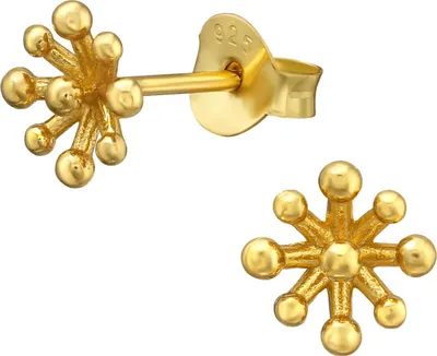 Produktbild von Ohrstecker Ohrringe 925 Sterling Silber vergoldet mit Blume Material - Silber vergoldet