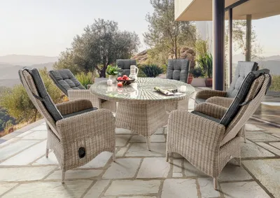 Produktbild von Destiny Sitzgruppe PALMA mit LUNA Esstisch (6 Personen) natur meliert