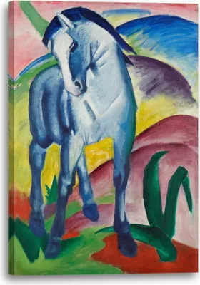 Produktbild von Leinwandbild (70x100cm): Franz Marc - Blaues Pferd (1911), echter Holz-Keilrahmen inkl. Aufhänger, handgefertigt in Deutschland