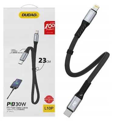 Image de DUDAO Câble USB-C vers Lightning 20W PD 0,23m Noir - Câble - Numérique/Données