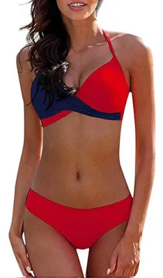 Produktbild von Solidchoice – Damen Badeanzug-Set, Push-Up-Bikini mit Halter und geometrischem Muster