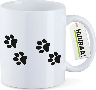 Produktbild von Huuraa Kaffeetasse Fußtapsen Tapsen 330ml Weiß Keramik Kaffeebecher Geschenkidee