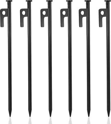 Produktbild von Zeltpflöcke 30 cm, 6 Stück, Metall Stahl, Starke Erdnägel, für Camping