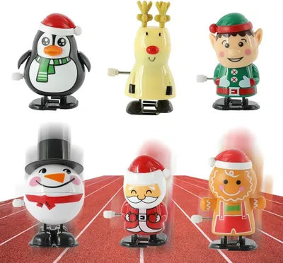 Imagen del producto de Juguetes de cuerda para Navidad - Set de 6 - Figuras - Mecanismo de cuerda - Juguetes - Figuras con cuerda - Calendario de Adviento - Relleno